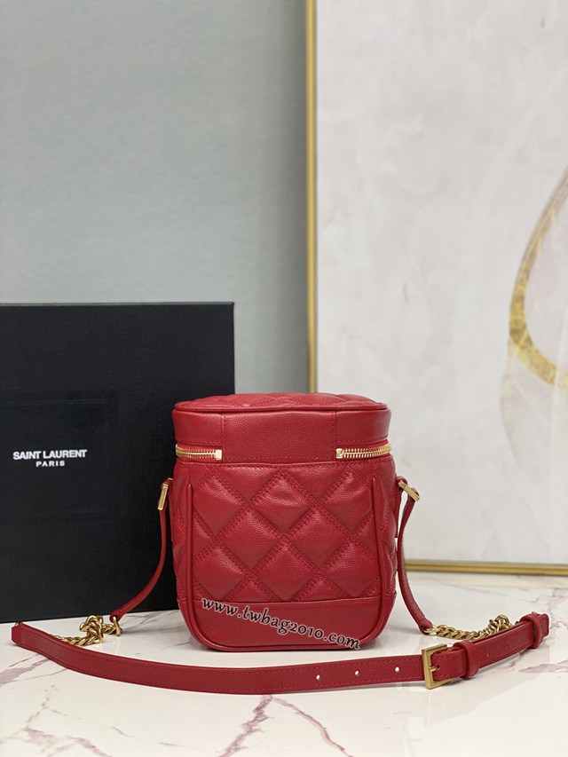 YSL专柜款女包 聖羅蘭經典款VANITY方形絎縫粒面壓印手袋 YSL環繞式拉鏈化妝包 649779  jjh1119